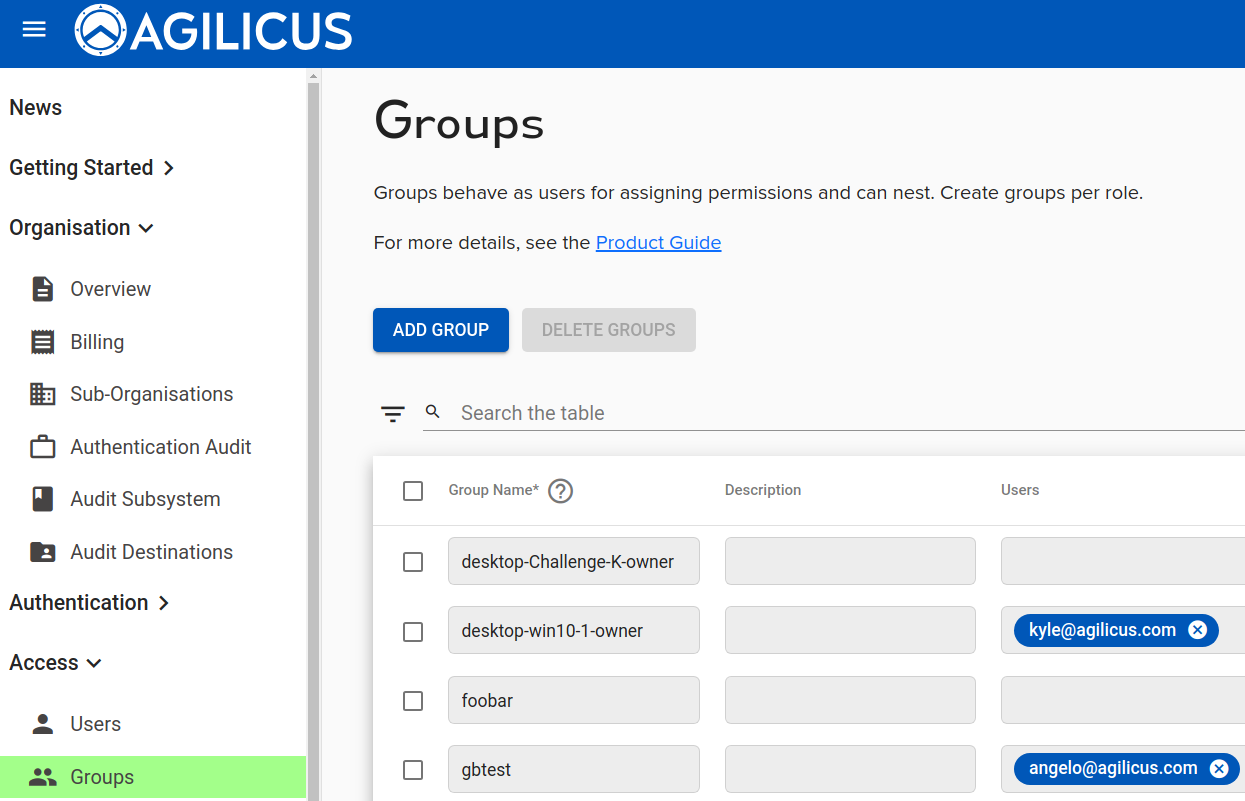 Using Groups For Assigning Role Based Permissions Agilicus